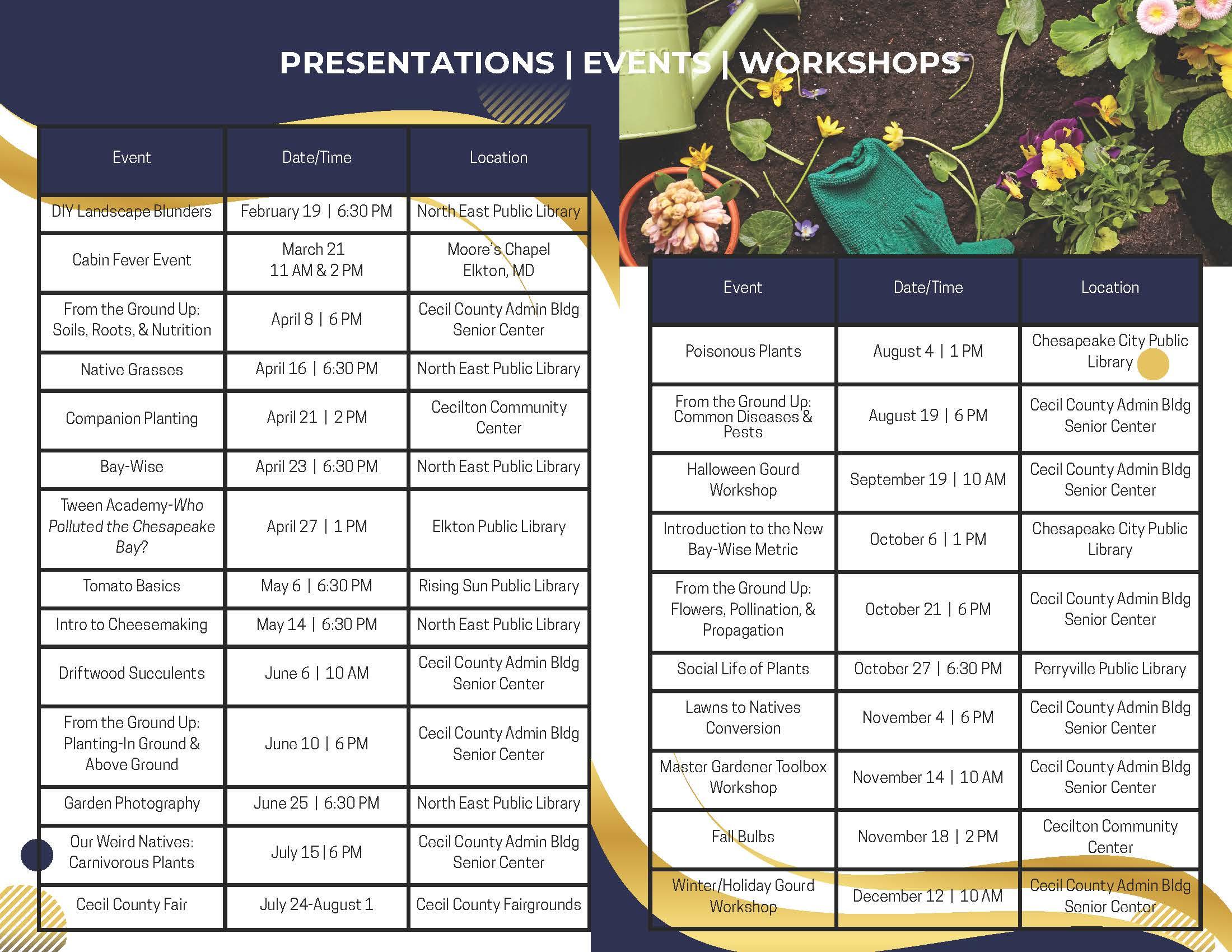 Master Gardener 2026 Calendar Brochure  page 2