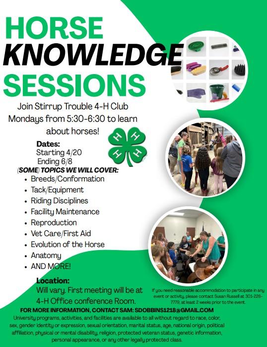 St. Mary's County Horse Knowledge Sessions
