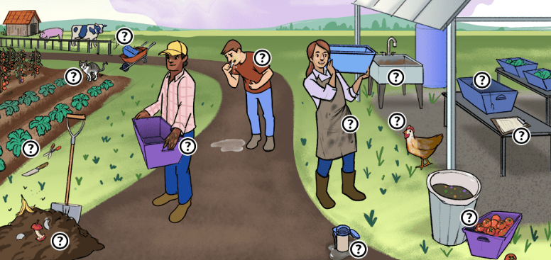An image of farm workers gathering produce from the field.