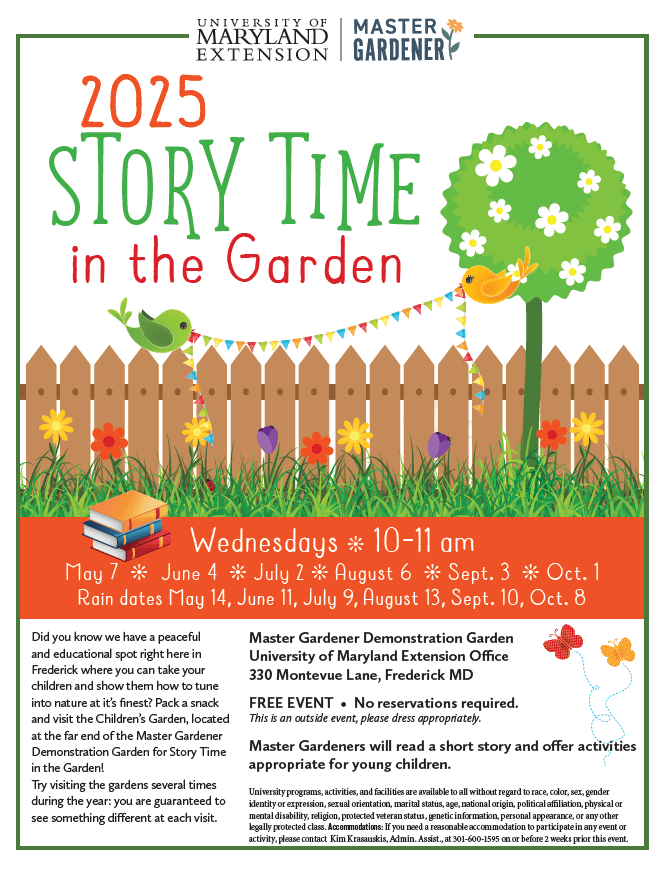 Frederick County Mater Gardeners 2025 Story Time In The Garden Flyer
