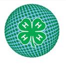 4-H Clover emblem overlaid on globe image.