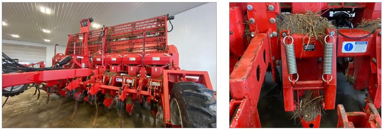 Specialized giant miscanthus rhizome planter (ACCU DROP® planter, model 8708)