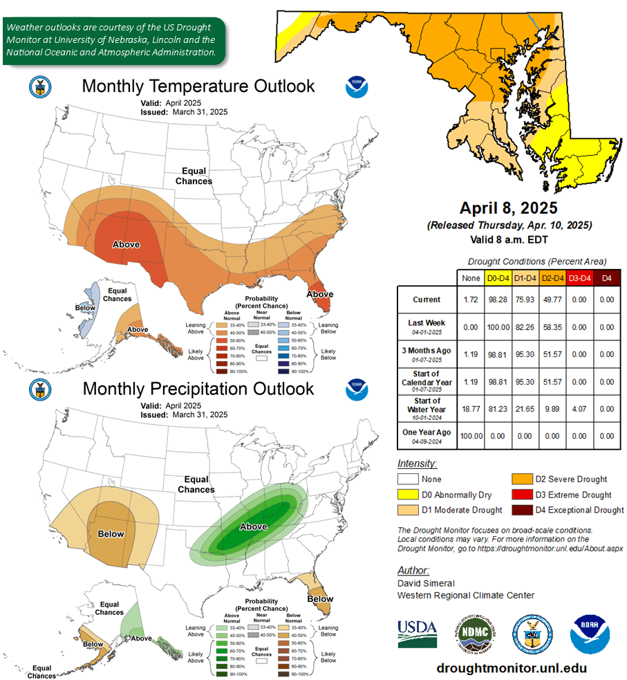 April weather outlook US drought monitor