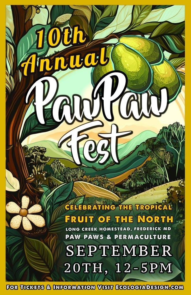 Poster advertising the 10th annual Paw Paw Fest in Frederick, MD