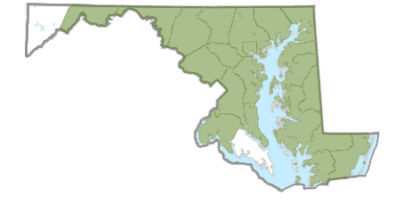 Reported 2025 Porcelain-Berry disribution. Map from Maryland Biodiversity Project