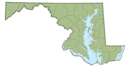 Maryland Callery pear distribution map, 2025. Map by Maryland Biodiversity Project..