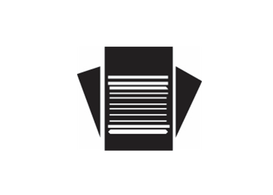  An icon of documents in black and white. 