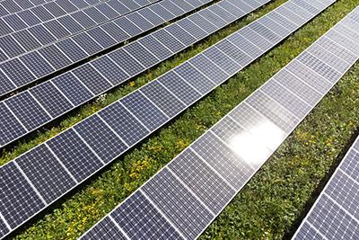 Solar electricity power plant located in field