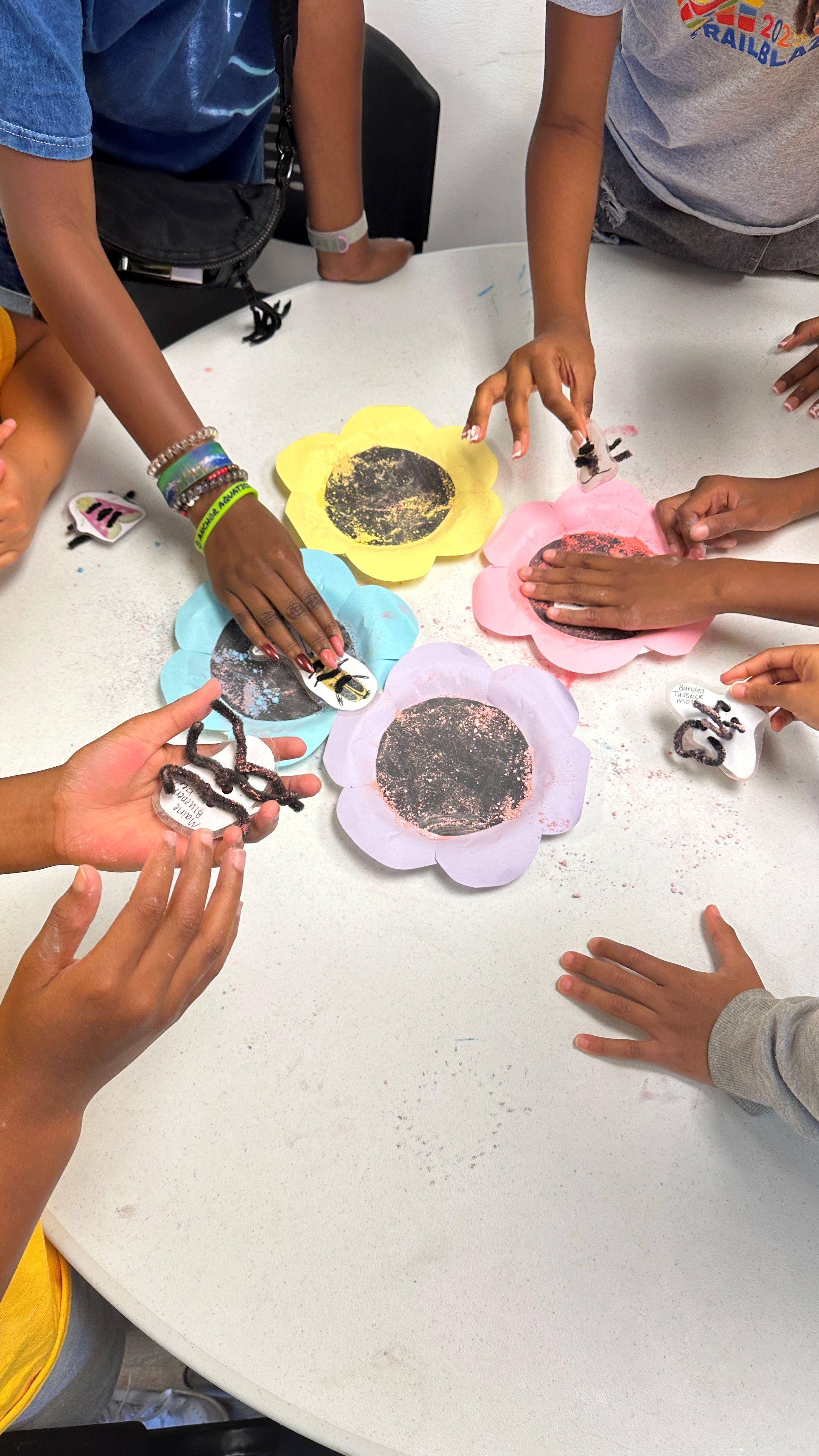 students engaging in a pollinator activity 