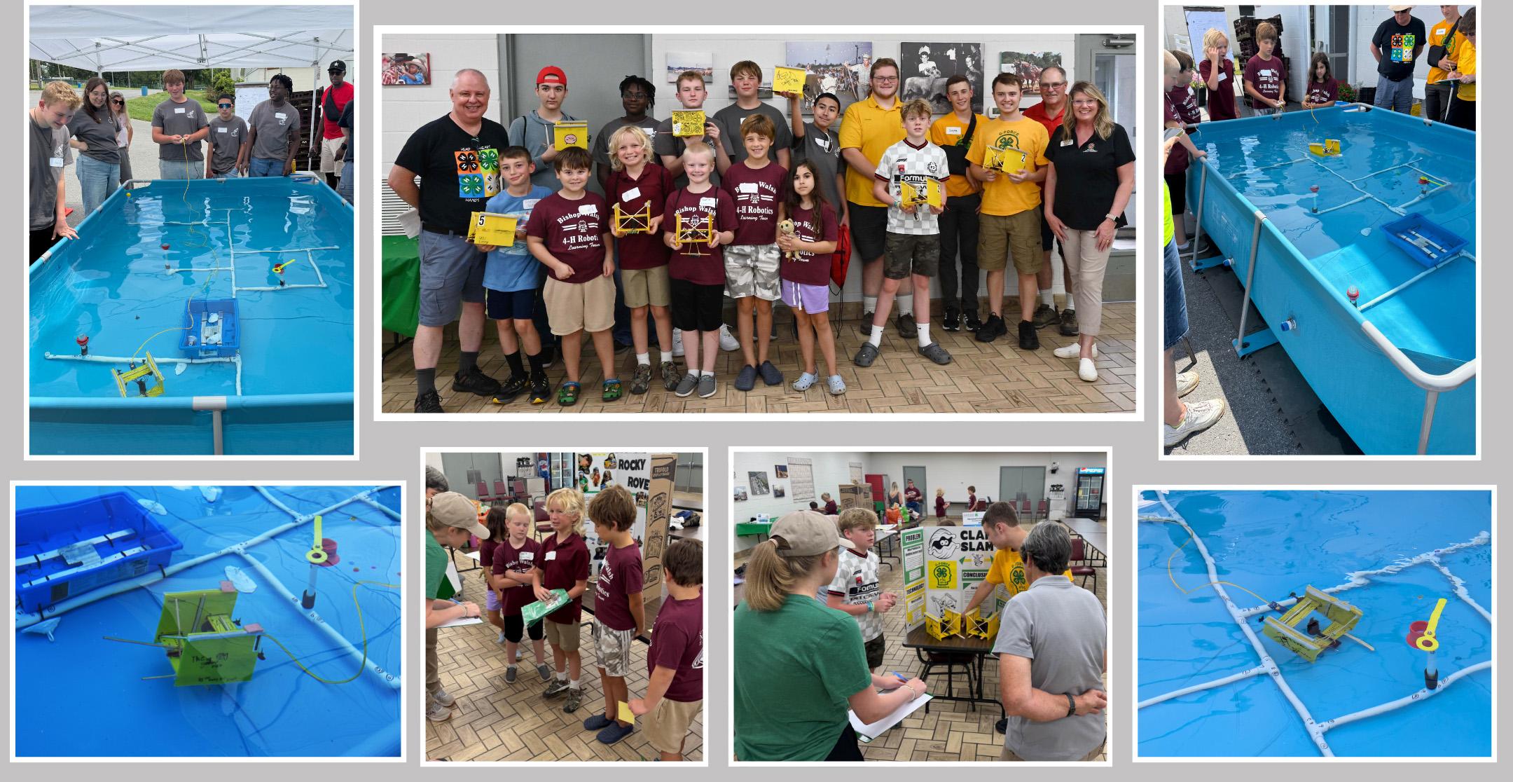 A Compilation of images of 4-H Youth participating in an underwater ROV challenge